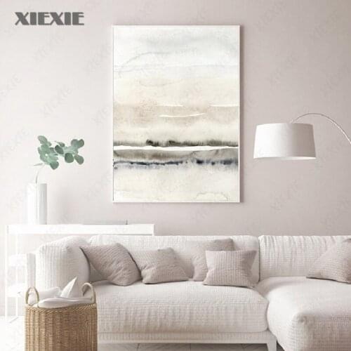 Beige and Grey Canvas Paintings Abstract Watercolor Posters and Prints Modern Minimalist Wall Art Pictures for Living Room Decor