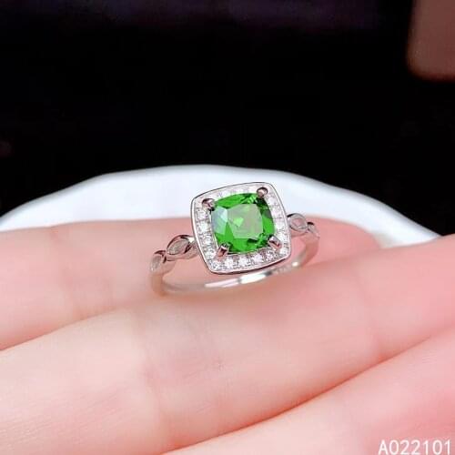 KJJEAXCMY fine jewelry S925 sterling silver inlaid natural Diopside girl trendy ring support test Chinese style hot selling