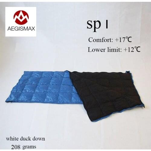 Aegismax 208 grams/320 grams white duck down summer outdoor envelope sleeping bag