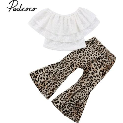 2019 Summer Short Sleeves Letter T-shirt Leopard Pants Costume Clothing Sunsuit Infant Toddler Baby Girls Boys Kid Clothes Set