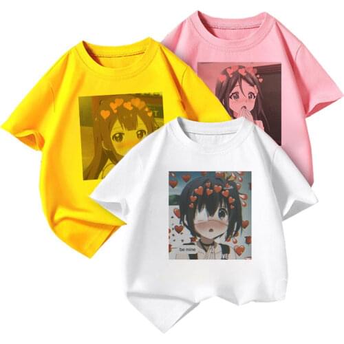 Boy/girl Avatar Pattern Cartoon Print T-Shirt Children White Round Neck Short-Sleeved Childrens Design Unisex 2-9 Years Old