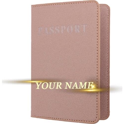 Engraved Matte Leather Passport Cover Customized Women Men Travel Leather Passport Holder Card Holder Wallet Bank&ID Card Case