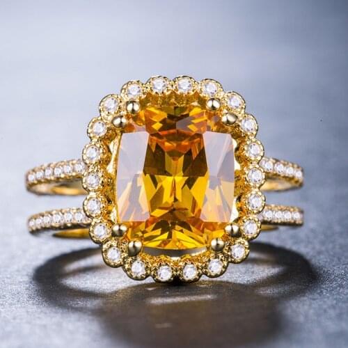 MOONROCY Cubic Zirconia Crystal Party Purple Blue Green Yellow Wedding Rings Square Jewelry Wholesale for Women Girls Gift