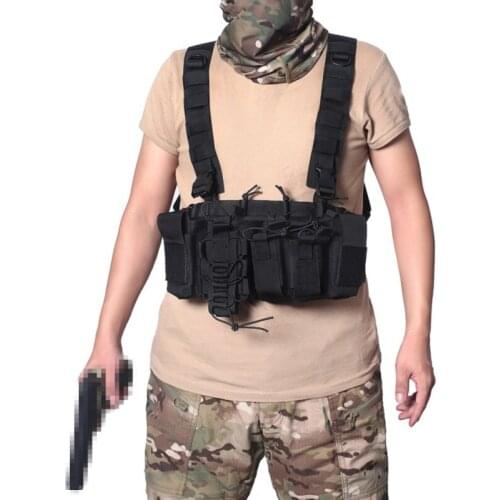 Multicam Tactical Molle Vest Ammo Chest Rig Removable Hunting Bag Airsoft Paintball Gear Vest With AK 47/74 Magazine Pouch