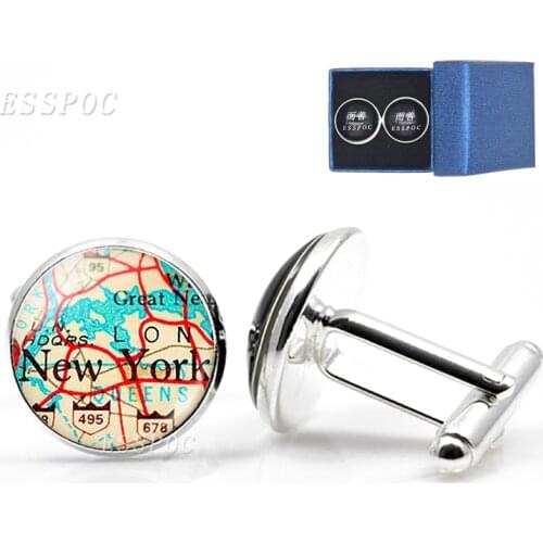 New York Paris London Map Men Cufflinks Husband Shirt Cufflinks Famous Cities Map Photo Jewelry Cuff Links Wedding Lover Gifts