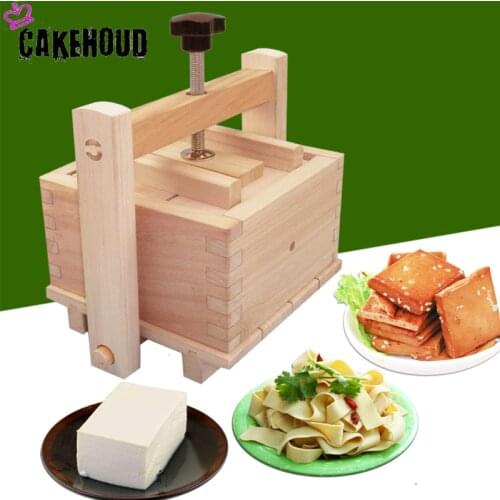 CAKEHOUD Wooden Home Tofu Mould Set Cheese Cloth Soy DIY Mould Kitchen Homemade Soy Curd Tofu Tools Kitchen Cooking Tools Set