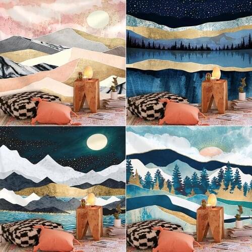 Nordic Style Wall Hanging Mandala Tapestry Traveling Camping Sunrise Oil Painting Pattern Boho Tapestry Yoga Pad Sleeping Tapest