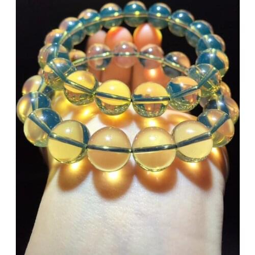 Natural Blue Amber Bracelet 11mm Women Mexico Clear Crystal Stretch Round Beads Bracelet Fashion Jewelry Genuine AAAAAA