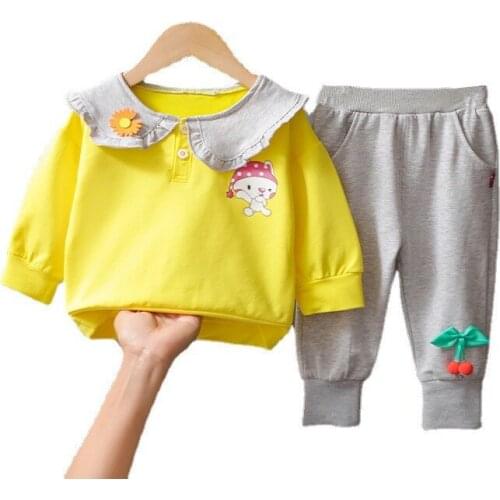 New Spring Autumn Fashion Baby Girls Clothes Children Cotton Cute T-Shirt Pants 2Pcs/Sets Toddler Casual Costume Kids Tracksuits