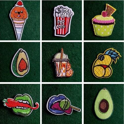 2pcs/lot Cartoon Fruits Iron on Patches on Clothes Embroideried Patches for Clothing Stickers Stripe Patch for Kids Jacket