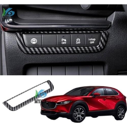 For Mazda CX30 CX-30 2020 2021 Carbon fiber Headlight Fog Light Lamp Adjust Button Instrument Switch Panel Cover Trim
