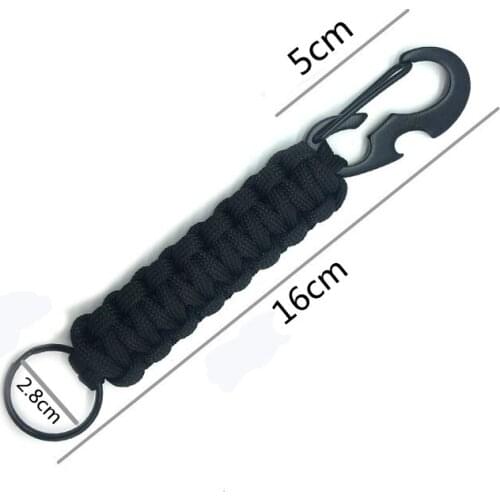 Outdoor keychain ring camping carabiner military paracord cord rope camping survival kit emergency knot bottle opener tools