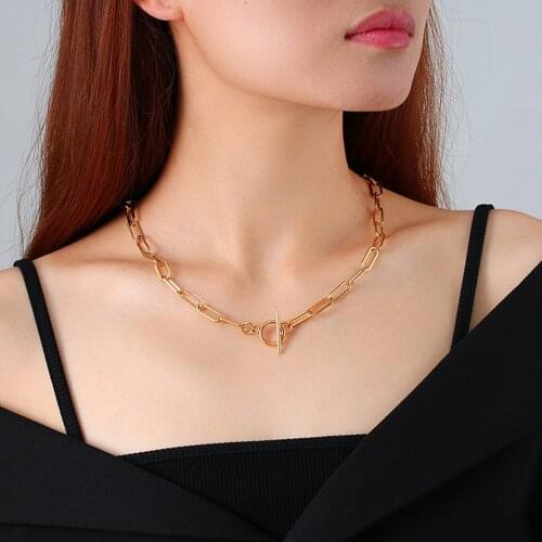 Simple Punk Necklace For Women Hip Hop Metal Choker Gold Silver Clavicle Chain Jewelry Accessories