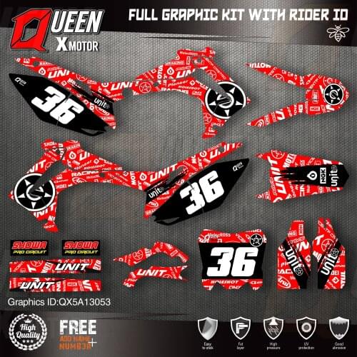 QUEEN X MOTOR Custom Team Graphics Backgrounds Decals Stickers Kit For HONDA 2014-2017 CRF250R 2013-2016 CRF450R 053
