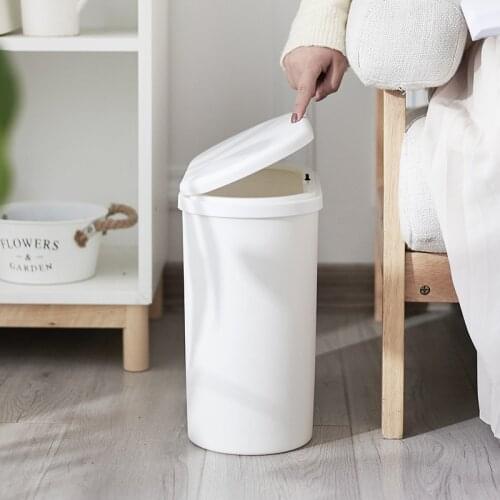 Luxury White Trash Bin Bedroom Nordic Modern Kitchen Storage Trash Can Rangement Cuisine Household Cleaning Tools BD50WB