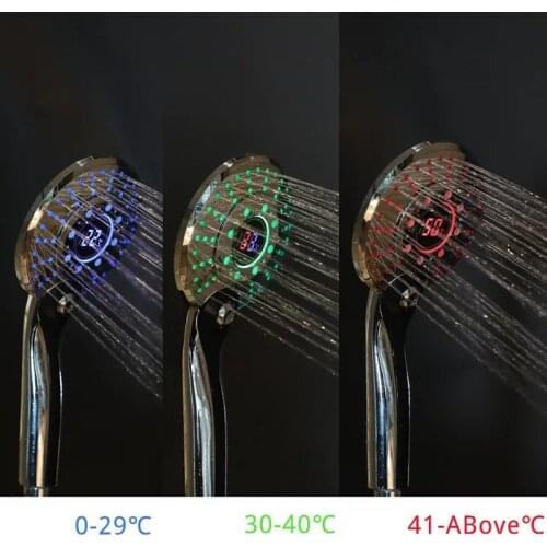 Handheld Shower Head Digital Temperature Control 3 Spraying Mode Shower Sprayer Water Saving Shower Filter LED Light Shower Save