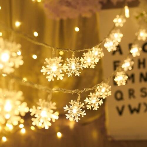 LED Snowflake String Lights Snow Fairy Garland Decoration for Christmas tree New Year Room Valentines day Battery Plug Operated