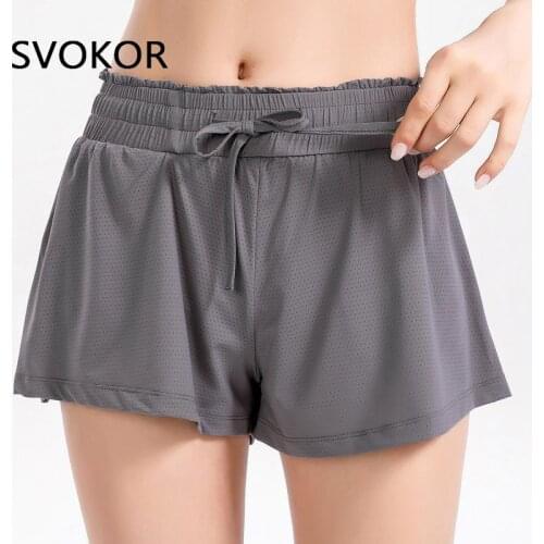 SVOKOR Drawstring Sport Women Shorts High Waist Workout Shorts Fitness Running Gym Summer Casual Short Bottoms Athletic Elastic