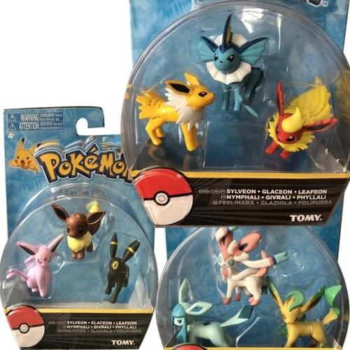 Tomy Pokemon Figures Pocket Monster Eevee Pikachu Action Figure Kids Gifts Doll Collections
