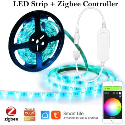 Smart Zigbee LED Strip 5M DC12V RGB CCT RGBW Controller Work Smartthings Zigbee 3.0 Hue Alexa Echo Google Assistant zigbee2mqtt