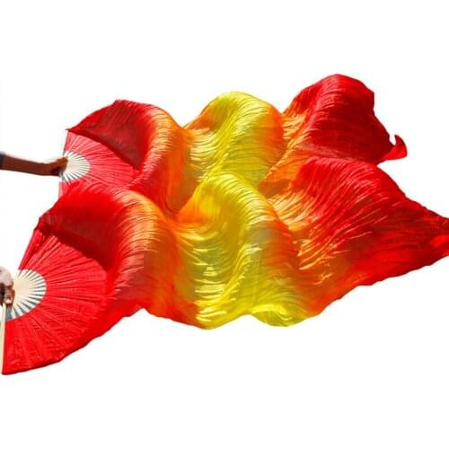 Belly Dance Fans 100% Real Silk/Imitation Silk Handmade Dyed Silk Dance Fan 1 Pair High Quality Pure Natural Silk Fan Dance Prop