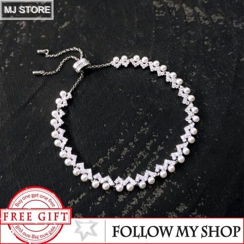 S925 Silver Charms Bracelet For Women Luxury Brand Wave Pearl Adjustable Bracelet High-end Zircon Monaco Bracelet Fine Jewelry