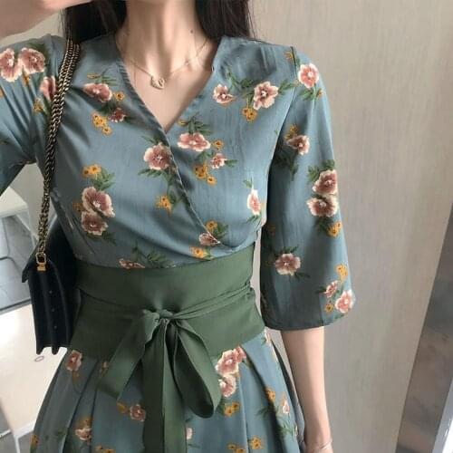 New Womens Summer Japan Style Dress High Waist Loose Large Retro Binding Belt Dress