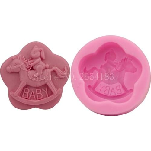 Animal Rabbit & Wooden horse Silicone Fondant Soap 3D Cake Mold Cupcake Candy Chocolate Decoration Baking Tool Moulds FQ1982
