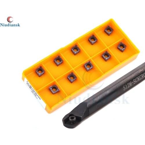 10pcs CCMT0602 Carbide Inserts 1pc S08K-SCKCR06 S10K-SCKCR06 S12M-SCKCR06 Internal Turning Tool Holder CNC Lathe Tools SCKCL Set