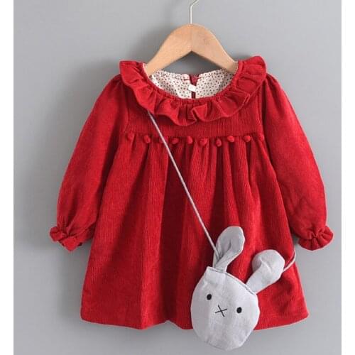 2021 Newborn Baby Girl Dress Spring Autumn Princess Dresses Cartoon Baby Dress With Bag Infant Clothing Toddler Dress 6-24M