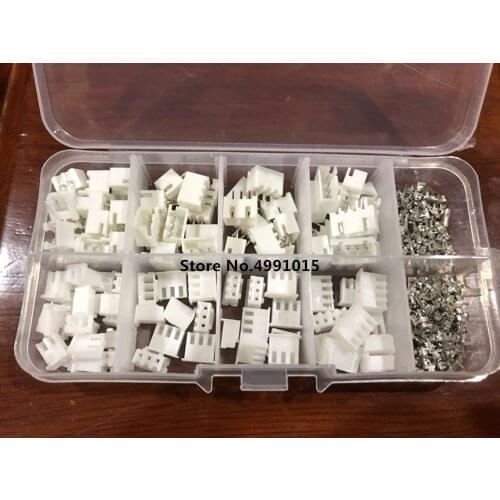320pcs/lot 60Sets/box kit 2.54mm XH2.54 2p 3p 4 pin Connector plug + straight needle + terminal socket Header wire Adaptor Y A S