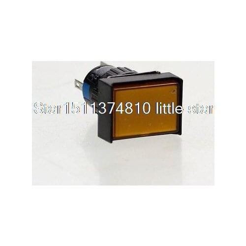 5x Rectangular Panel Mount Yellow Lamp 16mm Maintained Push Button Switch DC 12V