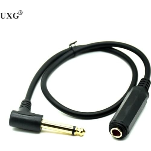 6.35MM MONO MALE TO FEMALE TO PATCH CABLE- 1/4" GUITAR LEAD 90 DEGREE RIGHT ANGLE Audio Cable