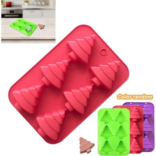 6 Holes Tree Shaped Silicone Cake Mold For Cookie Jelly Chocolate Mould DIY Christmas Theme Cake Decoration Tool Baking Tray