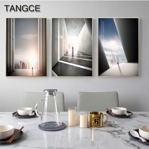 Abstract Bustling City Painting Grey White Black Wall Art for Living Room Modern Canvas Art Nordic Urban Life Poster and Print