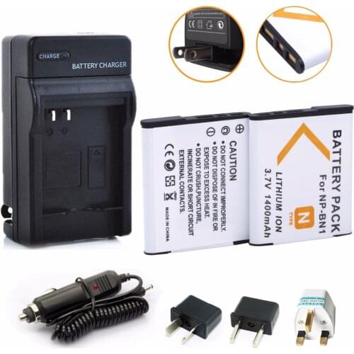 2Pcs NP-BN1 NPBN1 NP BN1 Battery + Charger for SONY CyberShot DSC TX9 T99 WX5 TX7 W390 W380 W350 W360 QX100 W370 W730 Camera