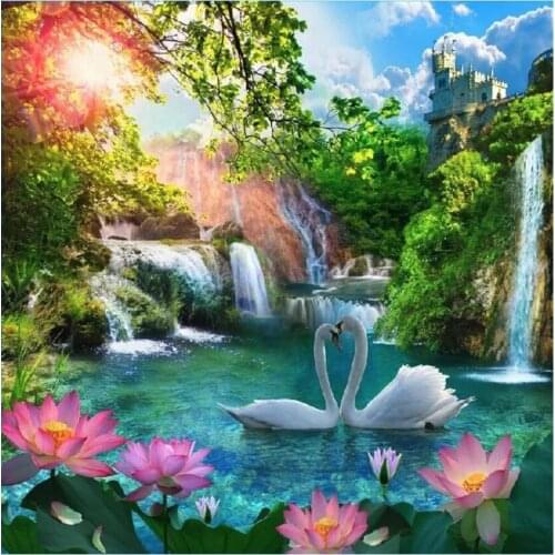 PDMDOG Swan Lake scenery Diamond Painting Cross Stitch 5D Diy Diamond Embroidery Sale Decoration Full Rhinestones Mosaic Gift