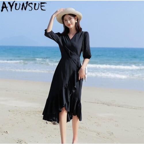 Черные летние платья AYUNSUE China At AliExpress