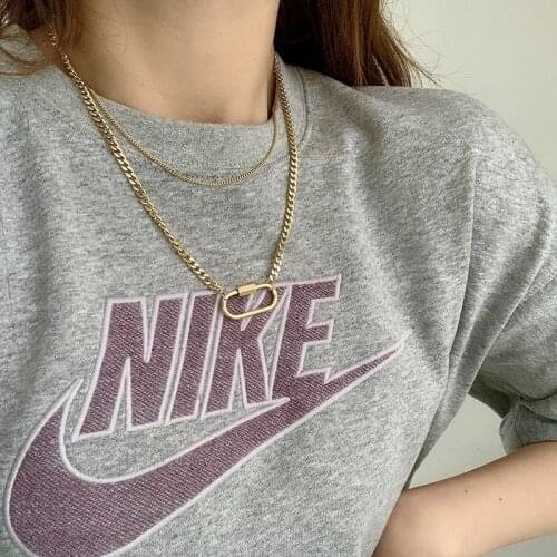 SRCOI Fashion Geometric Titanium Steel Short Necklace Simple Double-Layer Stacking Clavicle Chain Women Jewelry Accessories