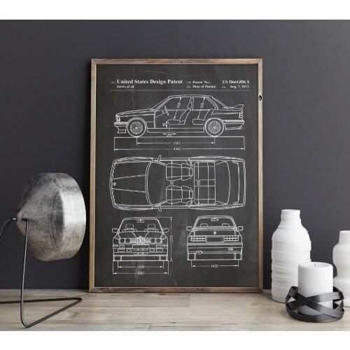 Home Decor Car Wall Art Car Structure Diagram Canvas Painting Bedroom Living Room Man Gift Posters and Prints Retro Vintage