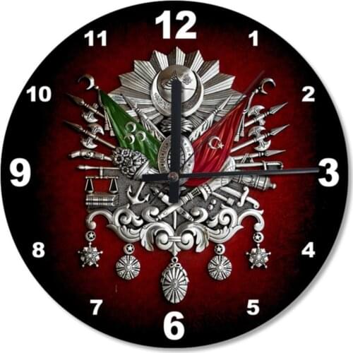 30 cm Diameter Ottoman Tughra Decorative Wooden Wall Clock Home Decoration Gift Classy Stylish Clock