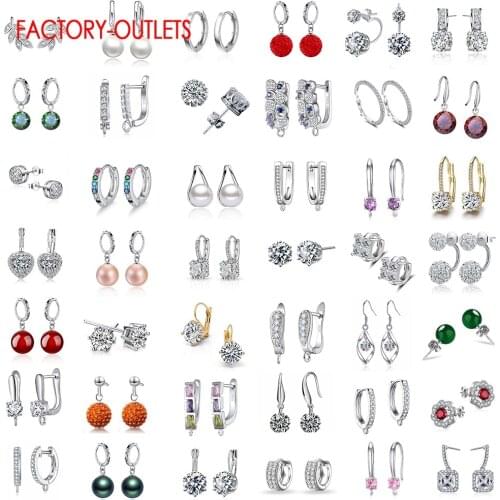 Women 2021 925 Sterling Silver Earrings Sets Hoops Ring For Girl Mix Style Rainbow Accessory 4 Pc In One Lot Fine Jewelry Gift