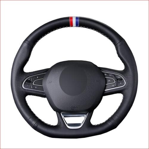 Black Artificial Leather Car Steering Wheel Cover for Renault Kadjar Koleos Megane Talisman Scenic Espace 2015-2018