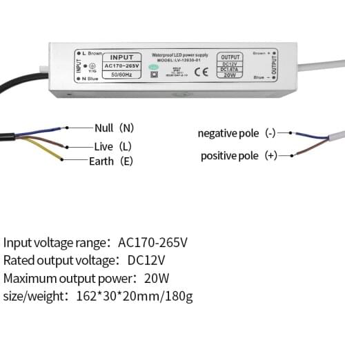 12V power supply IP67 waterproof constant current transformer LED lamp stable IC ballast 10W/20W/30W/45W/60W/80W/100W spot