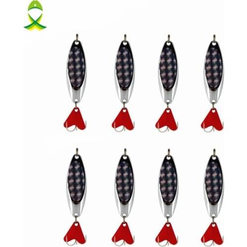 JSM 5pcs/lot 5g Hard Metal Spoon Fishing Lures jigging metal fishing Spinner Bait with sharp treble hooks