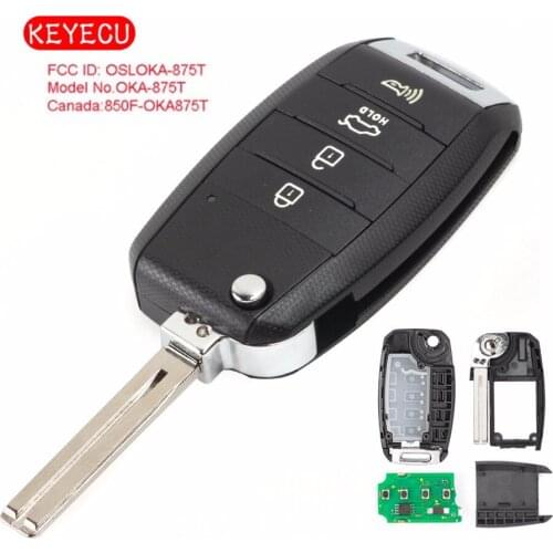 Keyecu Flip Remote Car Key Fob 3+1 Button for Kia Soul 2014-2017 433MHz FCC ID: OSLOKA-875T