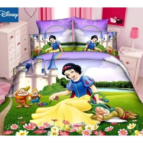 Disney Snow White Bedding Set Quilt Covers Single Size For Girls Bedroom Decor 99x190cm Bed Twin Fitted Sheet 3Pcs Princess New