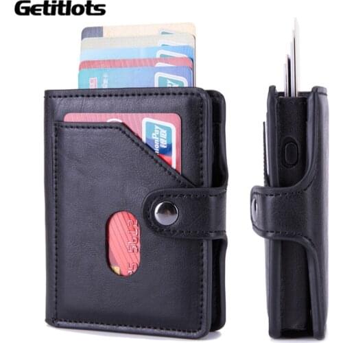 2021 Pop-up Card Wallet Automatic Clutch Hasp Fashion Luxury ID Card Holder RFID Aluminum PU Leather Antitheft Business Purses