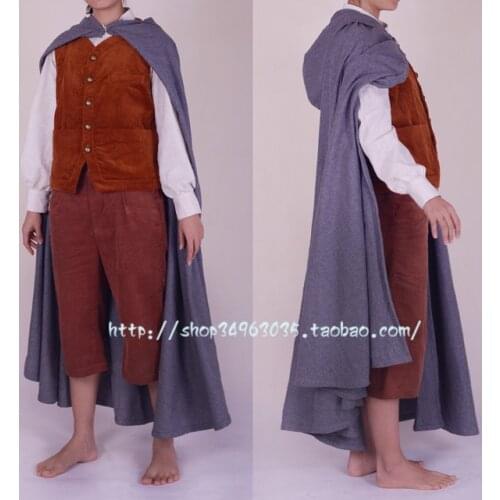Frodo Outfit Suit Cosplay Costume Full Set film Custom-made top+coat+vest+pant