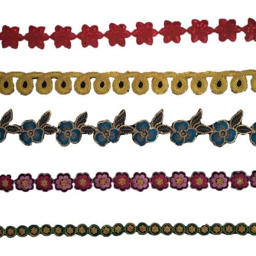 Beautifully decorated sequins embroidery colorful DIY clothing supplies fabric sewing applique accessories 4.5 meters for sale